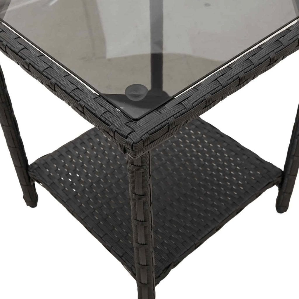 Divano da giardino 2 pcs Nero e Turchese Poly Rattan