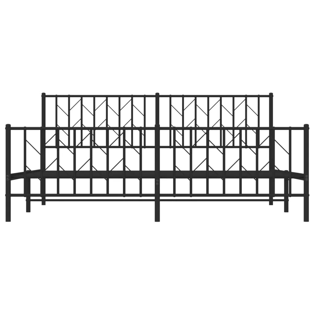 Giroletto con Testiera e Pediera Metallo Nero 183x213 cm 374460