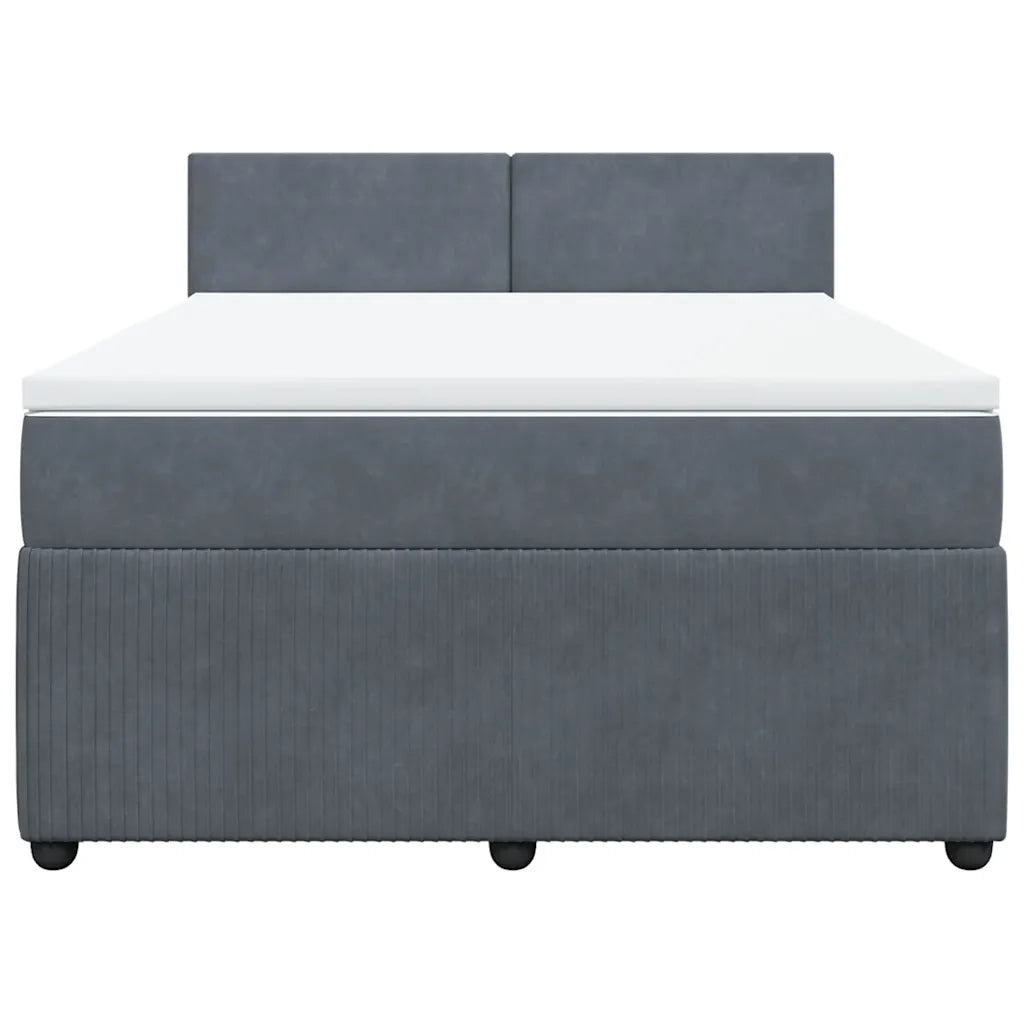 Giroletto a Molle con Materasso Grigio Scuro 160x200 cm Velluto