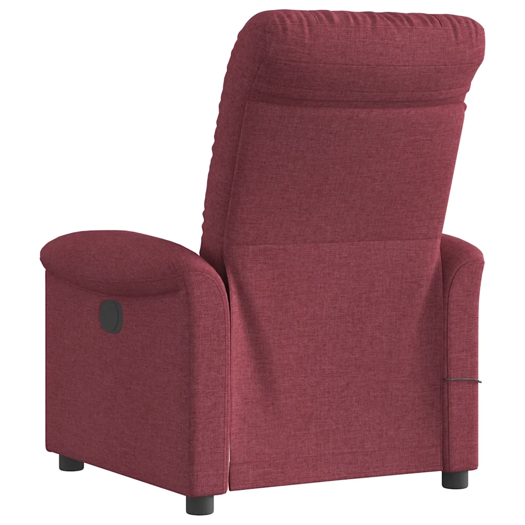 vidaXL Poltrona Massaggiante Reclinabile Elettrica Rosso Vino Tessuto