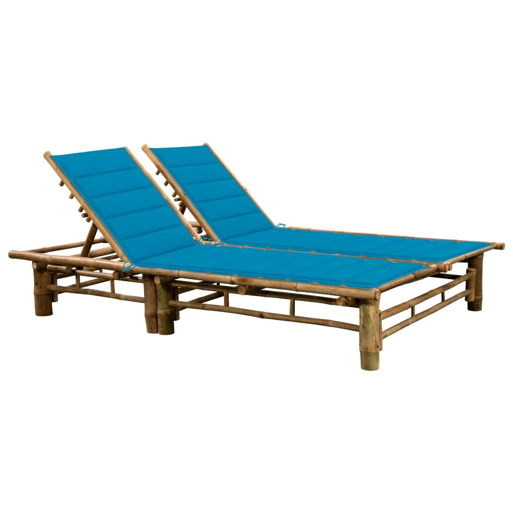 Lettino prendisole sedia a sdraio lettino prendisole letto da giardino mobili da esterno per patio per 2 persone con cuscini in bambù 02_0012902
