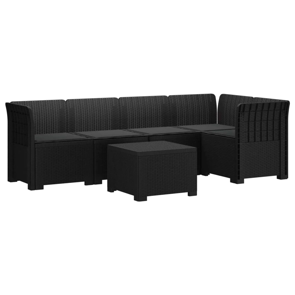 Divano da Giardino 5 Posti con Cuscini Stile Rattan PP 3444071