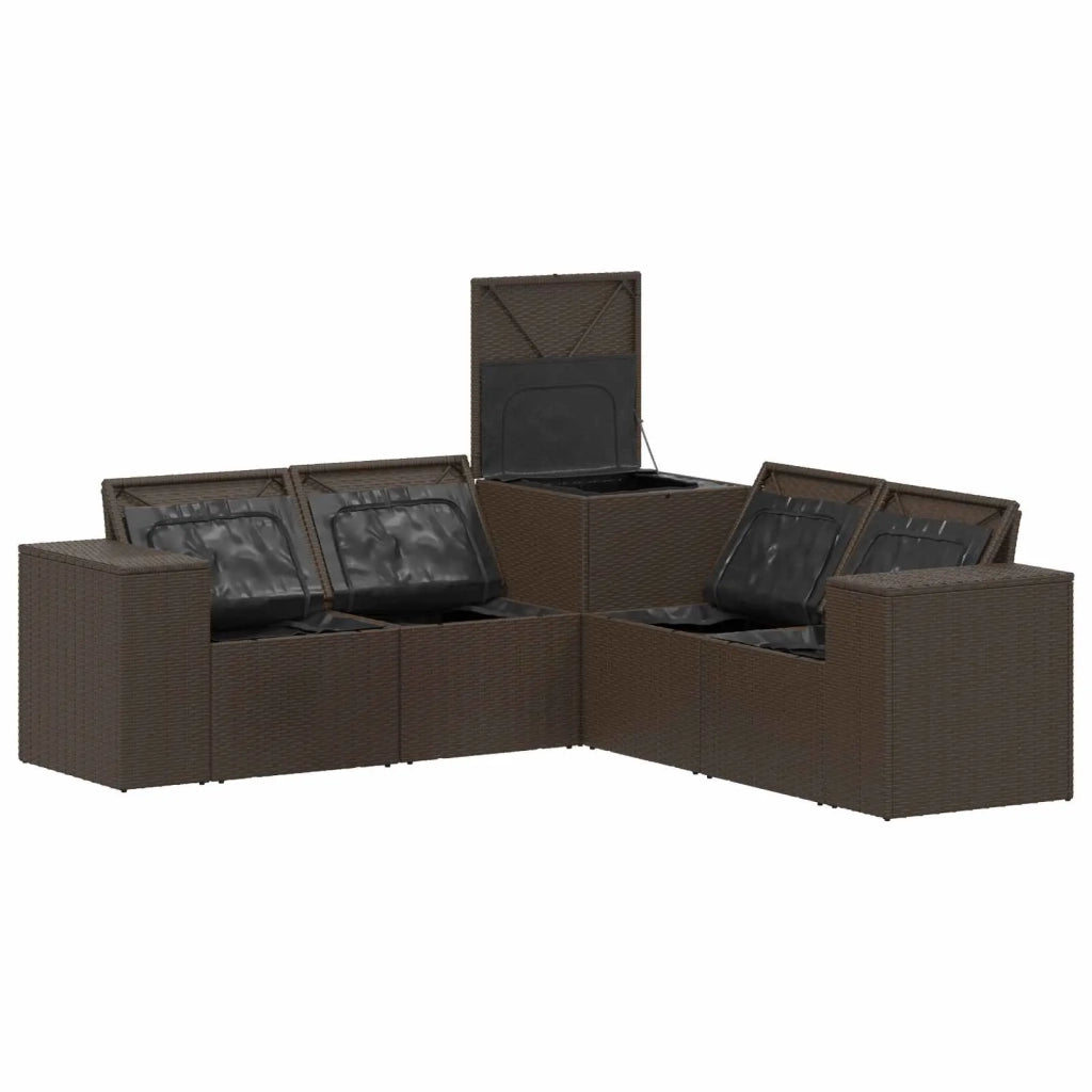 Set di divani 5 pz Marrone e Bianco Crema 3447916