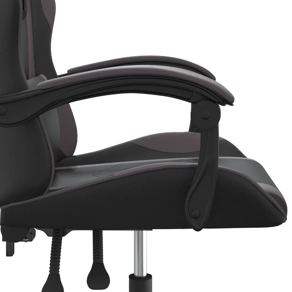 Sedia da Gaming Girevole Nera e Grigia in Similpelle 349571