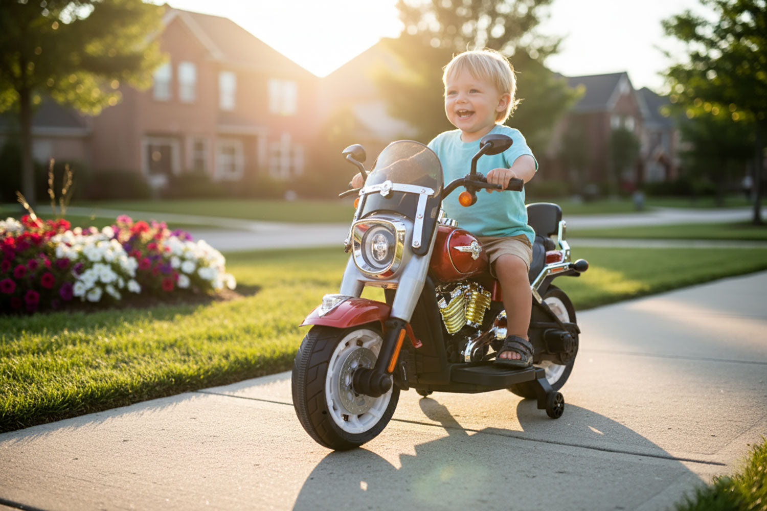 Moto Elettrica per Bambini Cruiser Acceleratore a Manubrio 12V 7Ah Rosso Metallizzato