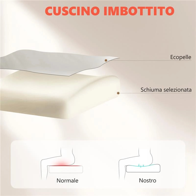 SEDIA DA UFFICIO MASSAGGIANTE E RISCALDATA, RECLINABILE 135¦ CON POGGIAPIEDI IN PELLE PU, GRIGIO CHIARO