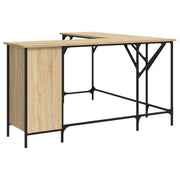 Scrivania tavolo postazione di lavoro mobile per computer studio rovere Sonoma 141 x 141 x 75 cm legno ingegnerizzato marrone 02_0023657