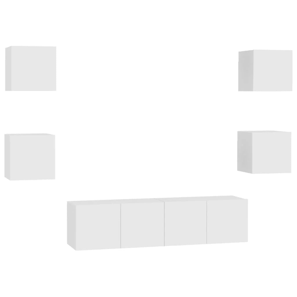 Set di mobili da 6 pezzi tra cui armadio credenza mobile TV televisore per soggiorno camera da letto salotto legno ingegnerizzato bianco 02_0025005