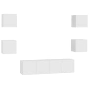 Set di mobili da 6 pezzi tra cui armadio credenza mobile TV televisore per soggiorno camera da letto salotto legno ingegnerizzato bianco 02_0025005