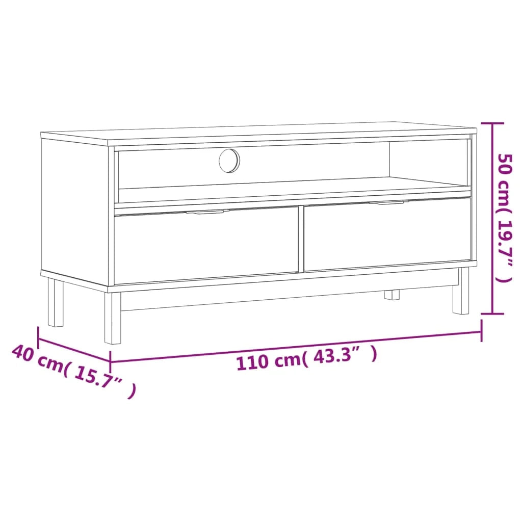Mobile TV multimediale scaffale TV credenza mobile TV sala da pranzo soggiorno camera da letto FLAM 110 x 40 x 50 cm legno massello di pino marrone 02_0027620
