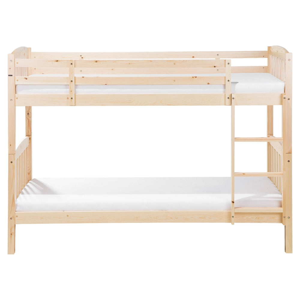 Letto a Castello Marrone Chiaro in Legno di Pino con Scala 90 x 200 cm