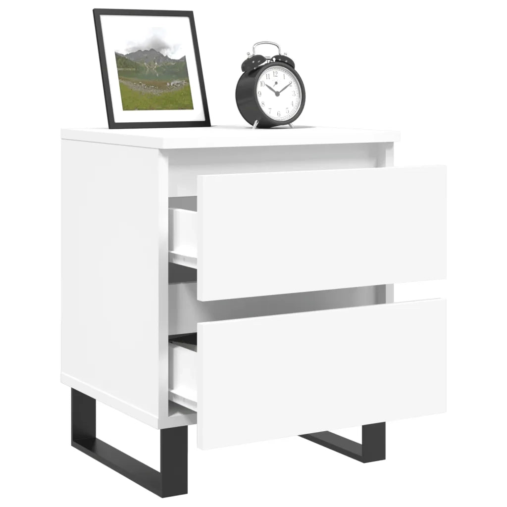 Comodini 2pz Bianchi 40x35x50 cm in Legno Multistrato 826893