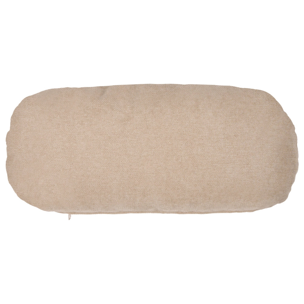 Poltrona in tessuto beige con struttura in legno, stile Mid-Century Modern