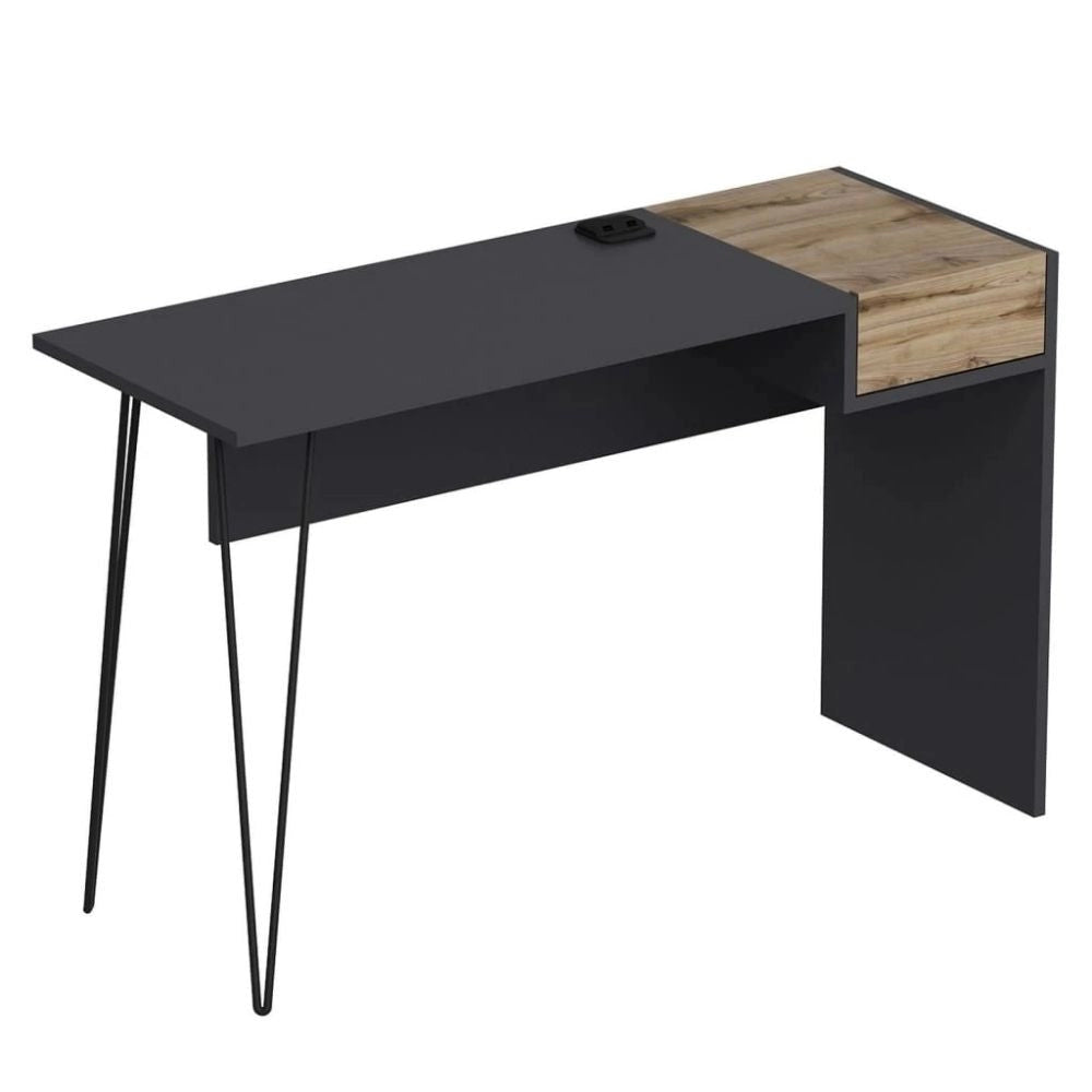 Scrivania 121x45x76 cm con porte usb Candy antracite noce