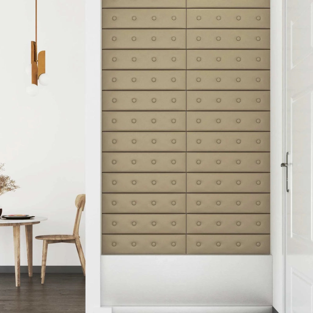 Testiera | Testata da Parete 12 pcs Cappuccino 60 x 15 cm Pelle Sintetica