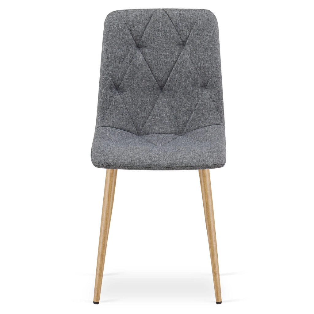 Set di 2 sedie Libra in tessuto grigio scuro e gambe effetto legno