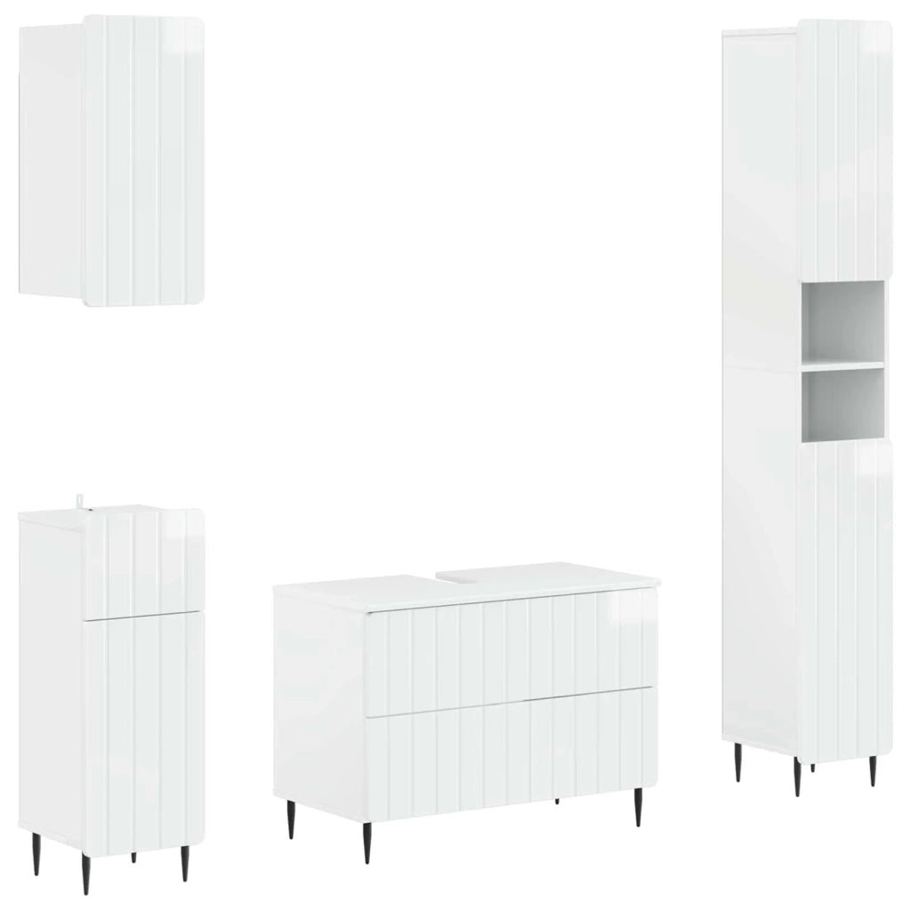 Set di Mobili da Bagno da 4 Pezzi ZWOLLE Bianco Lucido 3417922