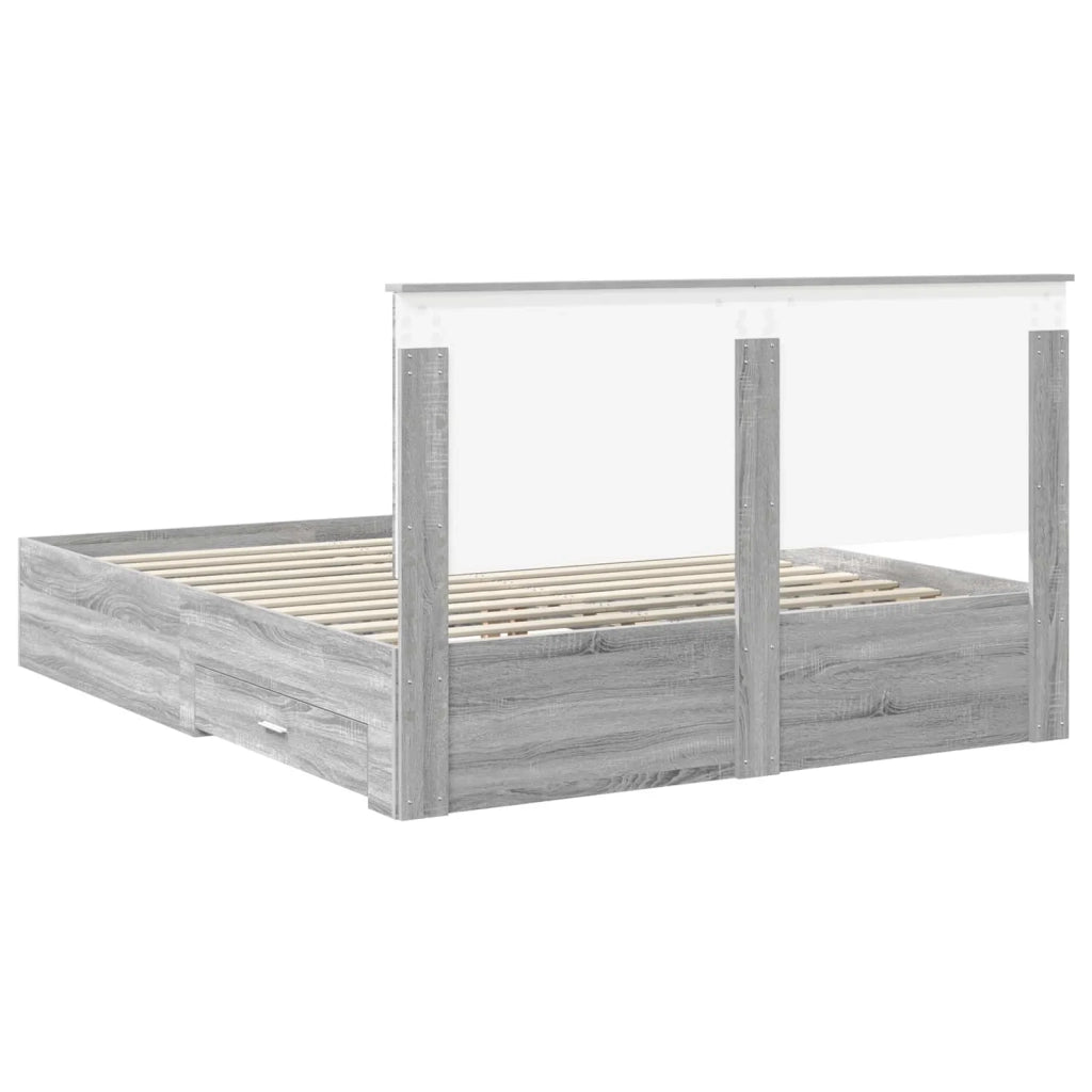 Struttura del letto con testiera Grigio Sonoma 160 x 200 cm