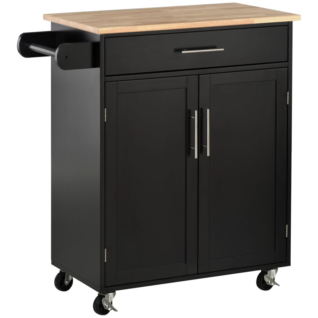 Carrello Cucina con Cassetto e Ante ¨C Zephmum ¨C Nero 83x45x91.5cm