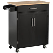 Carrello Cucina con Cassetto e Ante ¨C Zephmum ¨C Nero 83x45x91.5cm