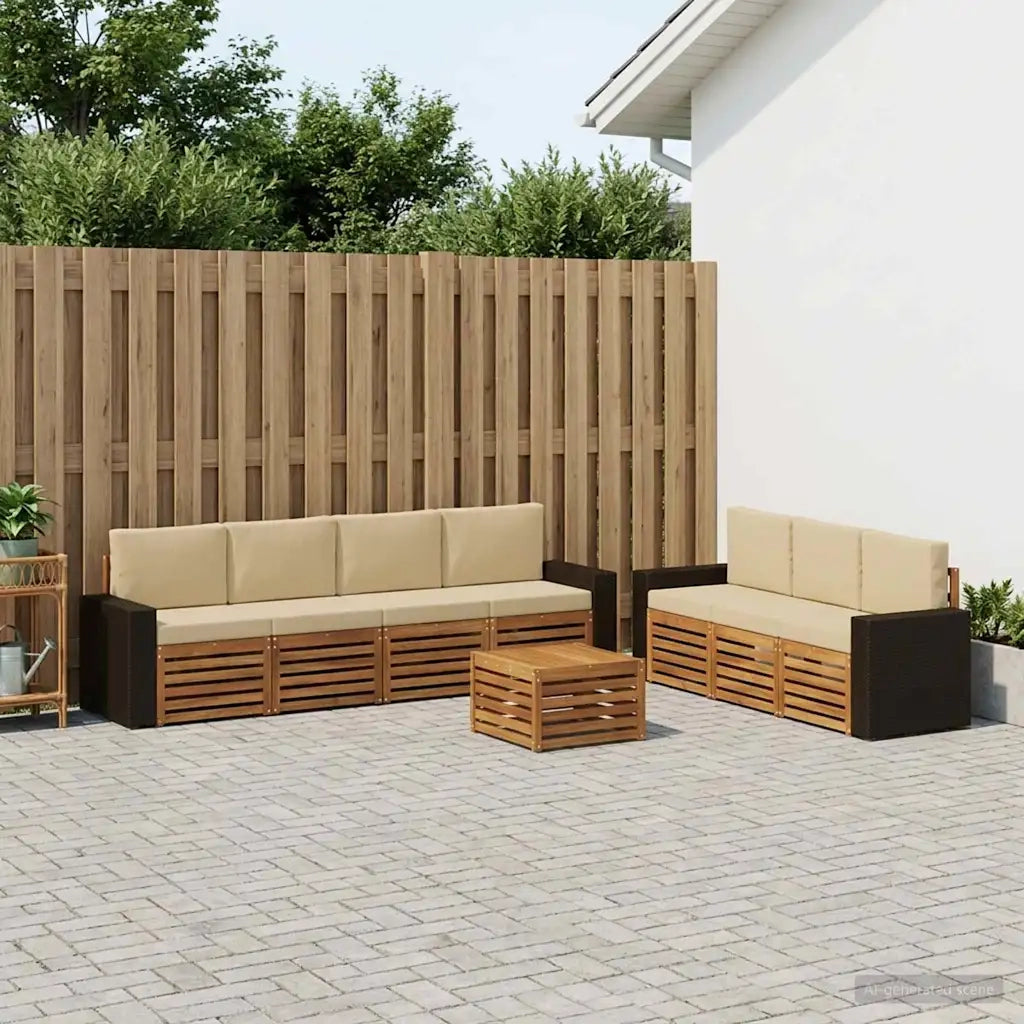 Set divani con cuscino 8 pcs Legno di Acacia Massello
