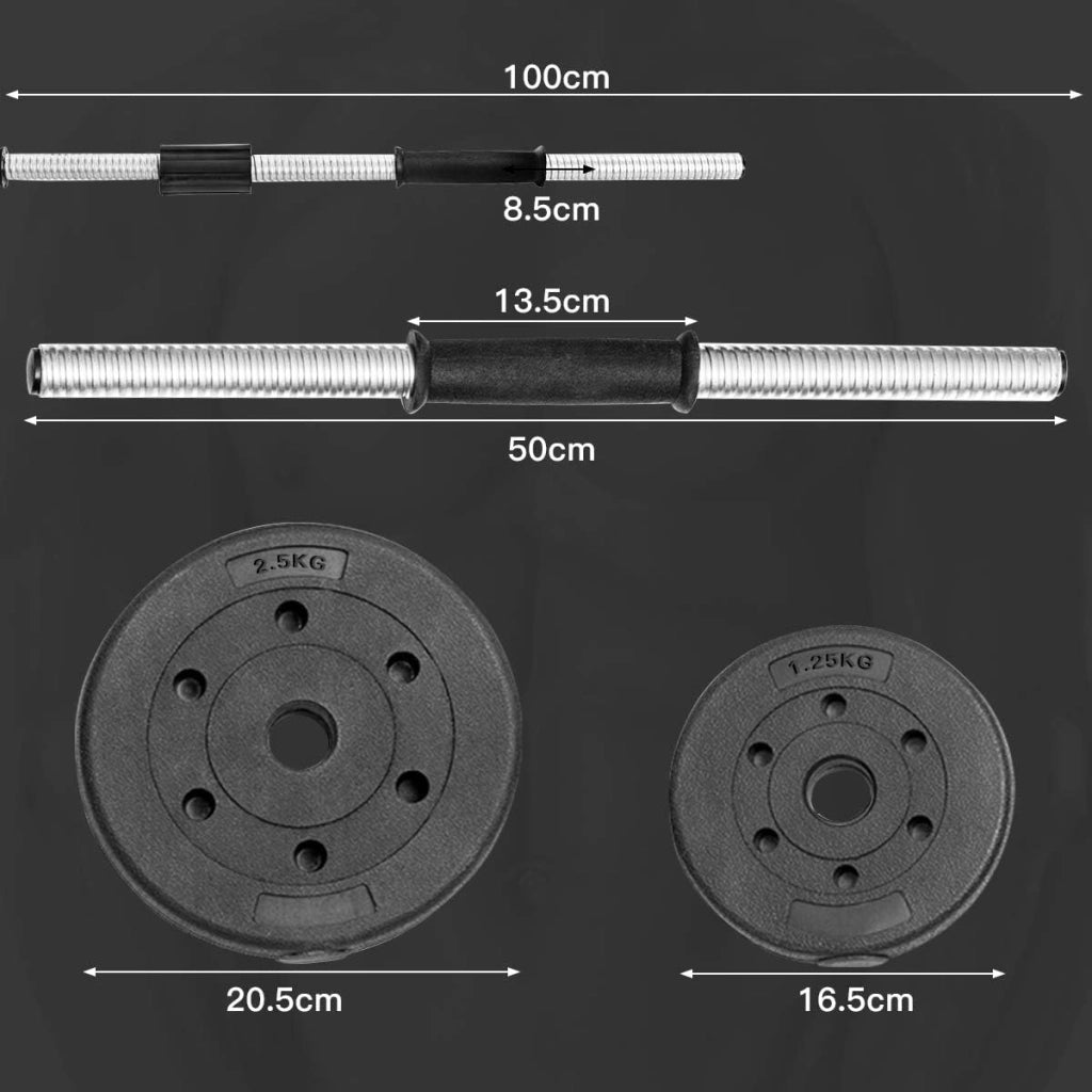 COSTWAY Manubri Regolabili 30 kg, Kit Pesi Palestra con Bilanciere, 4 Chiusure a Stella e 16 Dischi, Kit Manubri per Allenamento a Casa e in Palestra