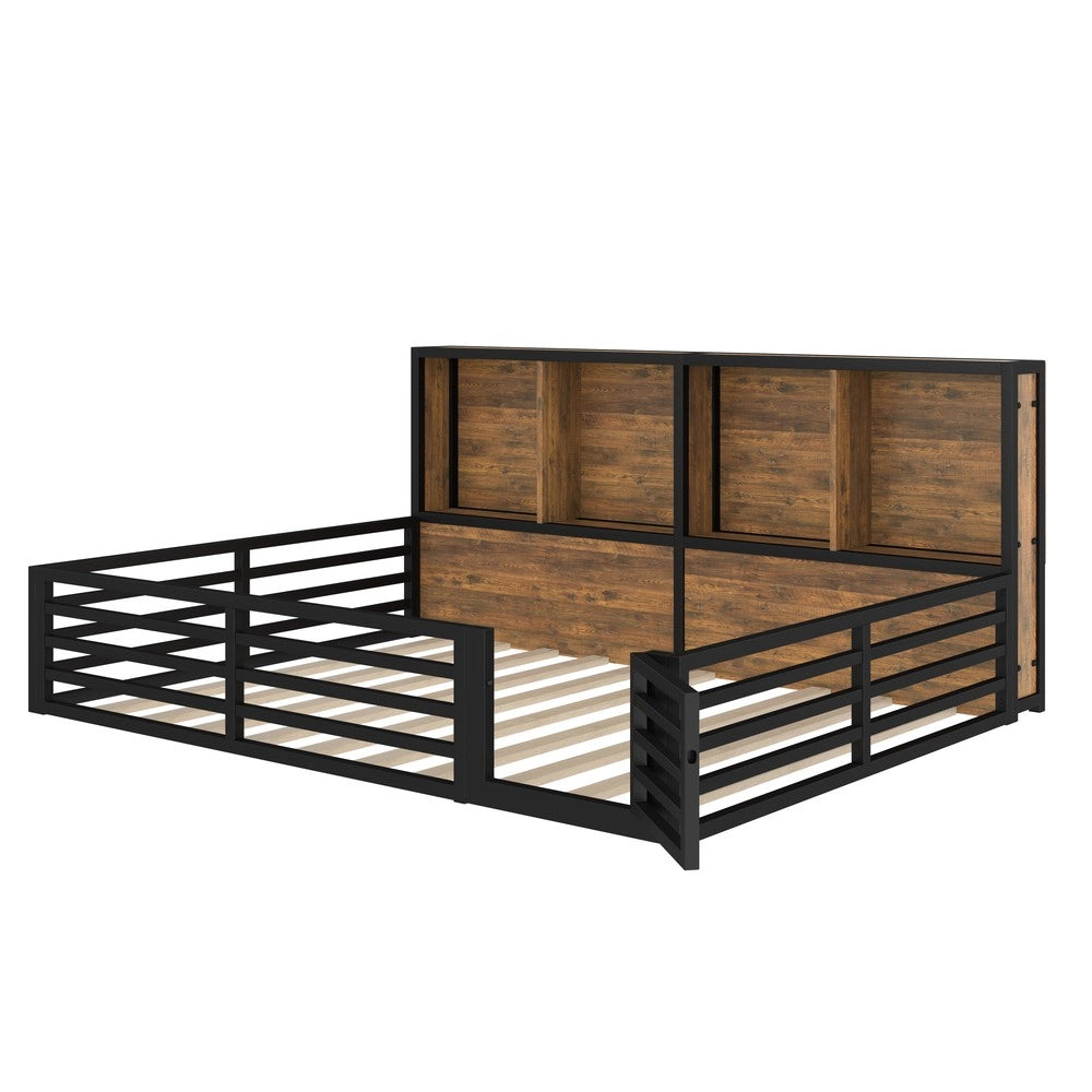 Letto con Sponde e Contenitore ¨C MINIMAL ¨C Metallo Nero 140x200