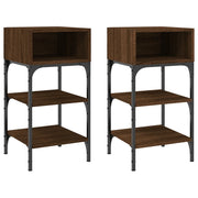Set di 2 Comodini | Armadio da Notte | Mobiletto da notte Rovere Marrone 35x34,5x70 cm in Legno Multistrato