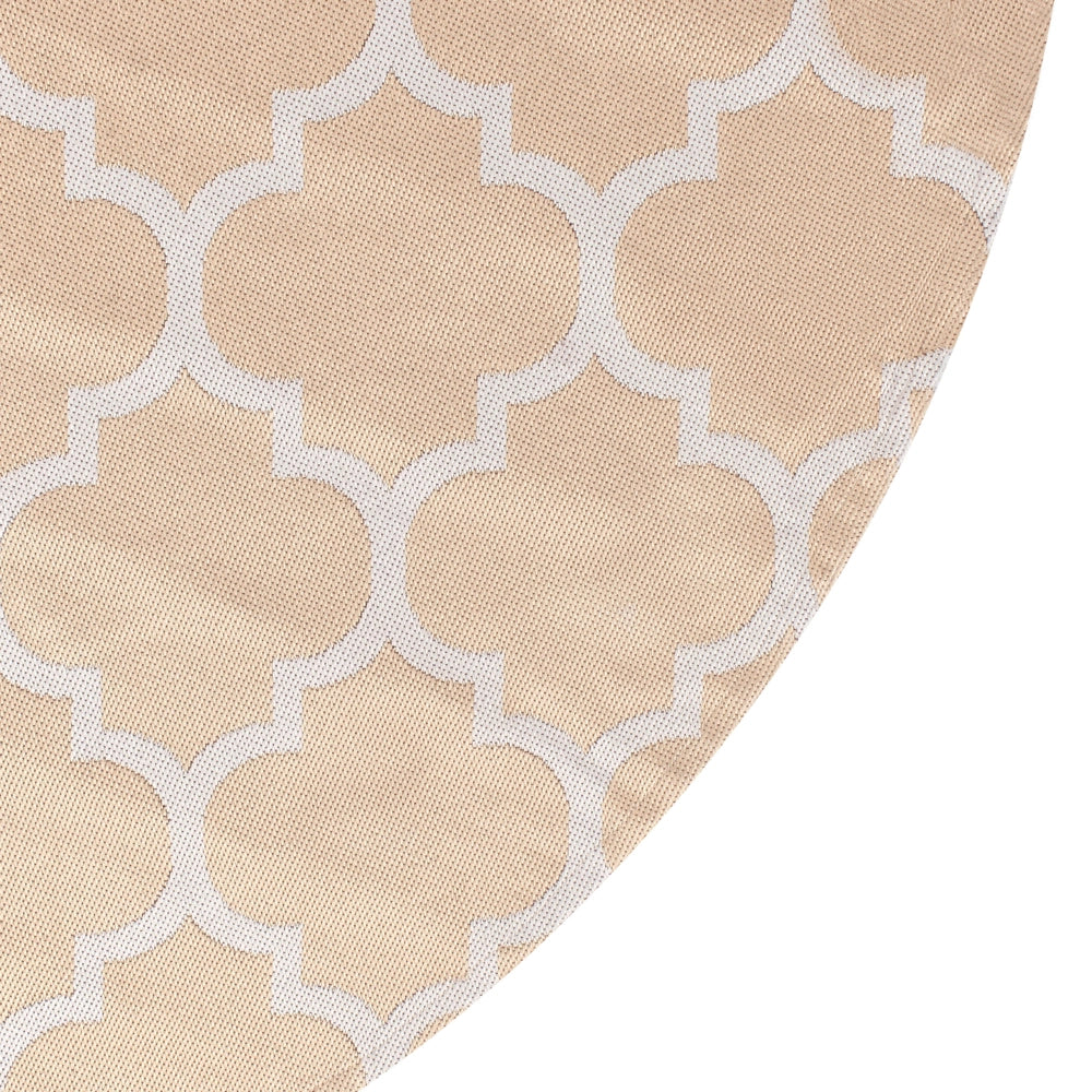 Tappeto rotondo per interni e per esterni con motivo a traliccio marocchino ⌀ 120 cm Beige e bianco moderno balcone patio