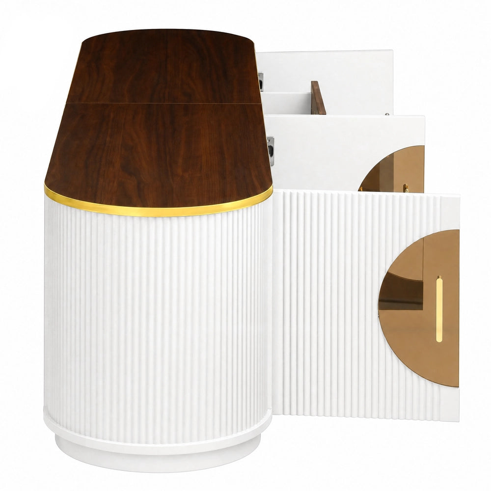 Mobile TV Lowboard ¨C MINIMAL ¨C Vetro Marrone, MDF, Maniglie in Alluminio, Design con Scanalature