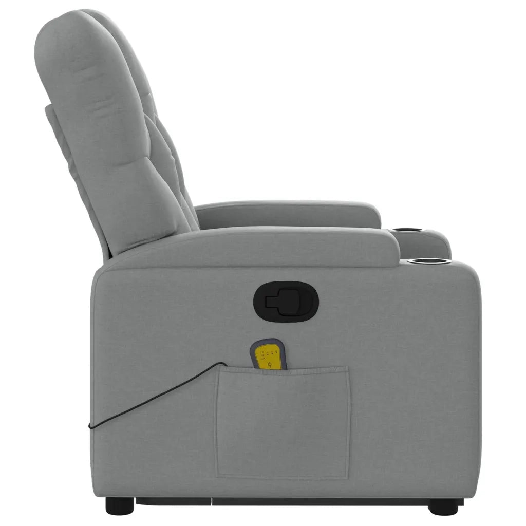 Poltrona | Sedia Relax Alzapersona Massaggi Reclinabile Grigio Chiaro Tessuto