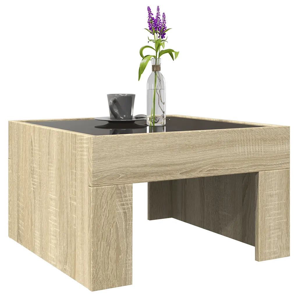 vidaXL Tavolino da Salotto con LED Infinity Rovere Sonoma 50x50x30 cm