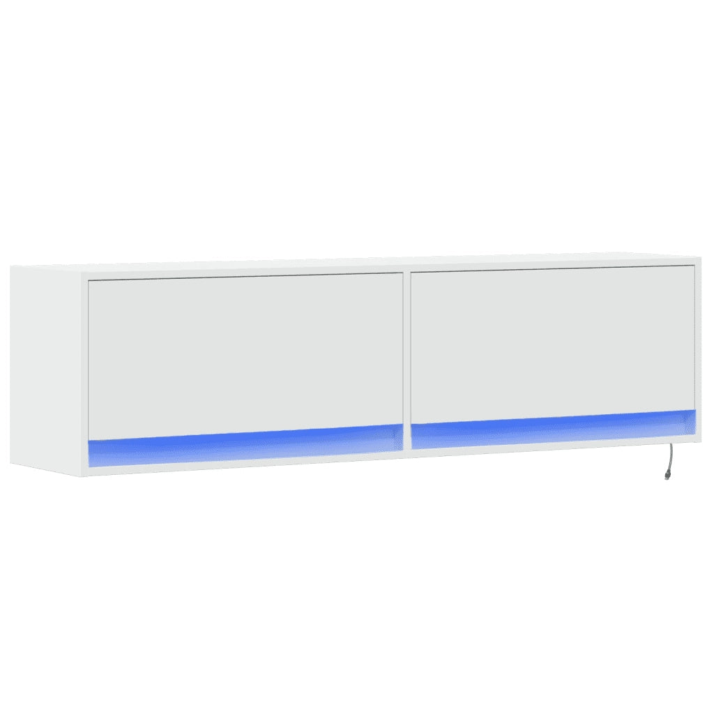 Mobile TV a Parete con Luci LED-Mobile TV a Muro Bianco 140x31x38 cm