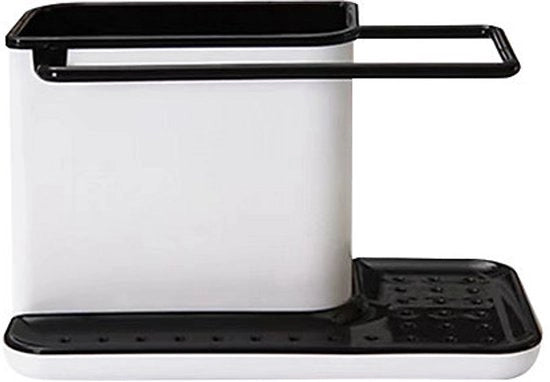 Organizzatore per cucina sotto il lavandino - Lavello con alta capacità di stoccaggio - Grande spazio di archiviazione - Adatto per detersivi, asciugamani da cucina, spugne, ecc. - Dimensioni: 21 x 13,5 x 11 cm - Nero e bianco
