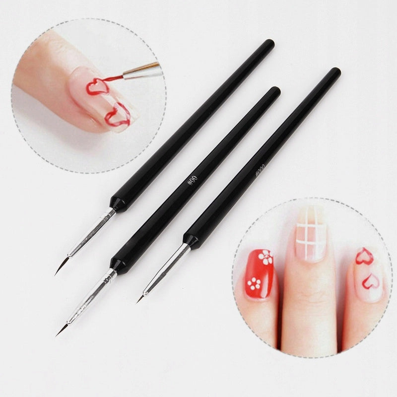 Set di 3 Pennelli per Decorazione Unghie – Precisione Ideale | Dimensioni: 9,6 cm x 0,2 cm