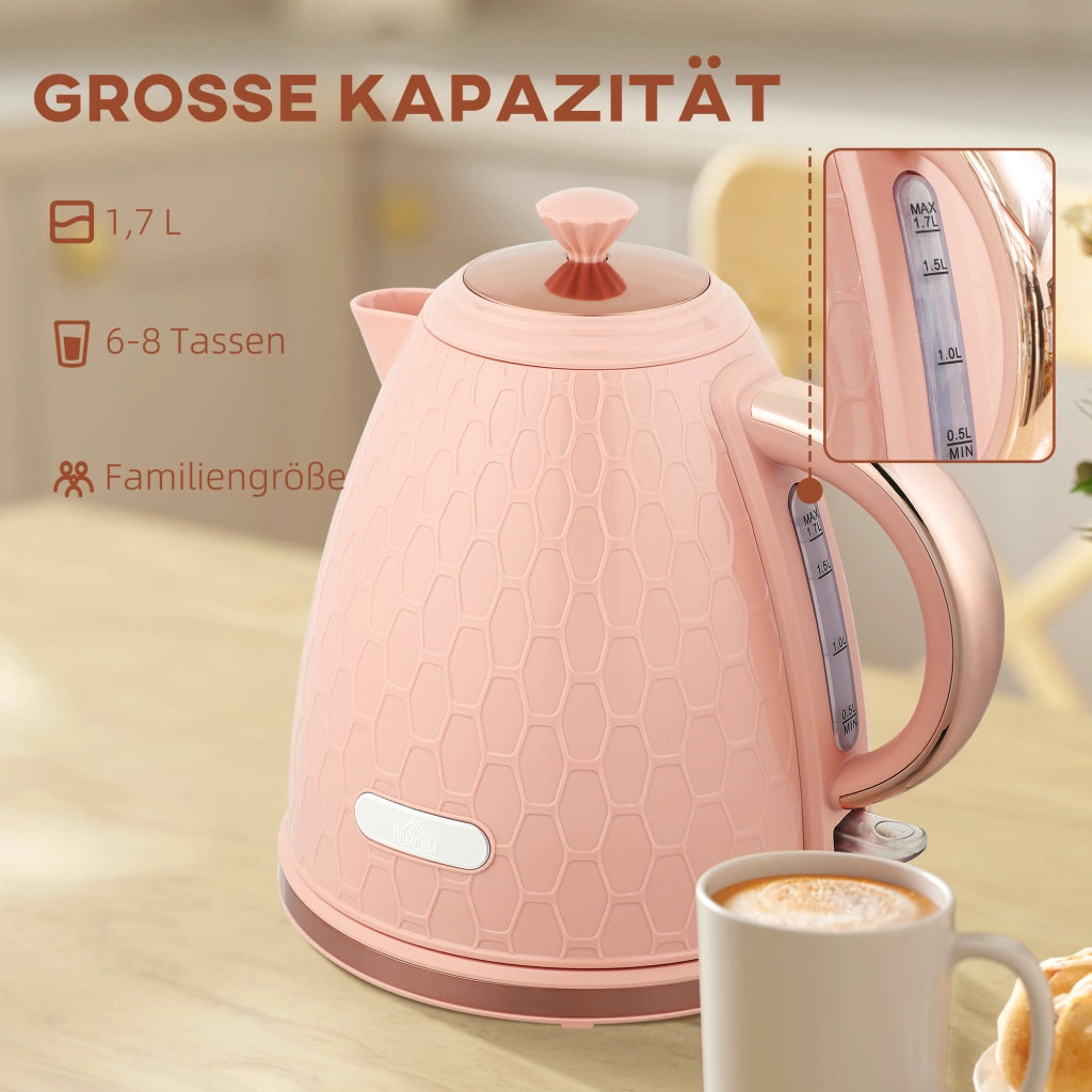 Bollitore Elettrico 1.7L ¨C zephmum ¨C 2200W, Rosa Chiaro