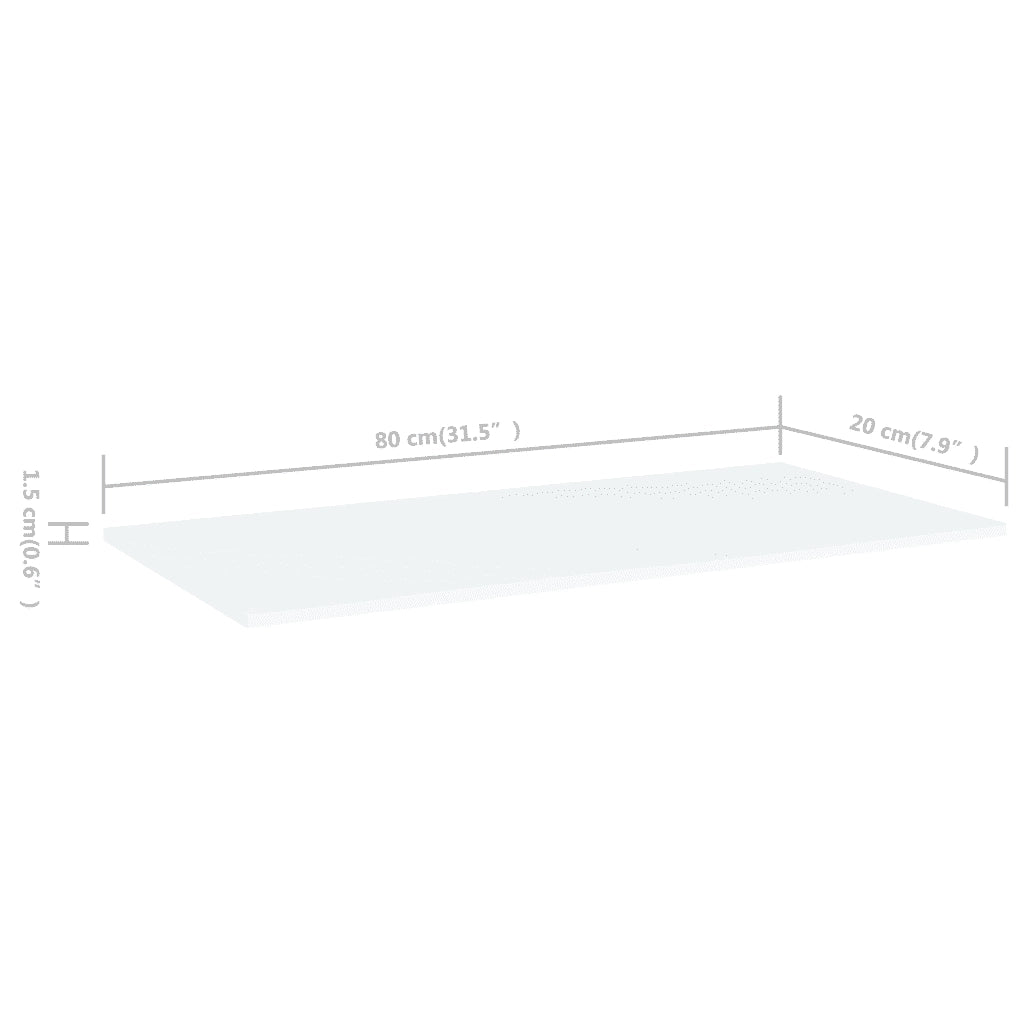 Ripiani per Libreria 4 pz-Scaffale per Libri Bianchi 80x20x1,5 cm Legno Multistrato