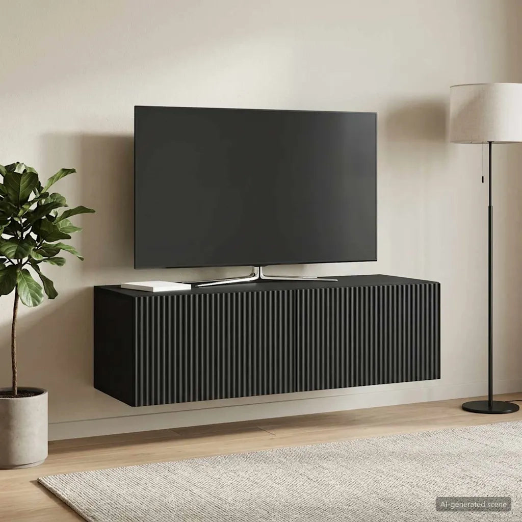 Mobile Porta TV da Muro Montaggio a parete Nero 98 x 41 x 30 cm 898526
