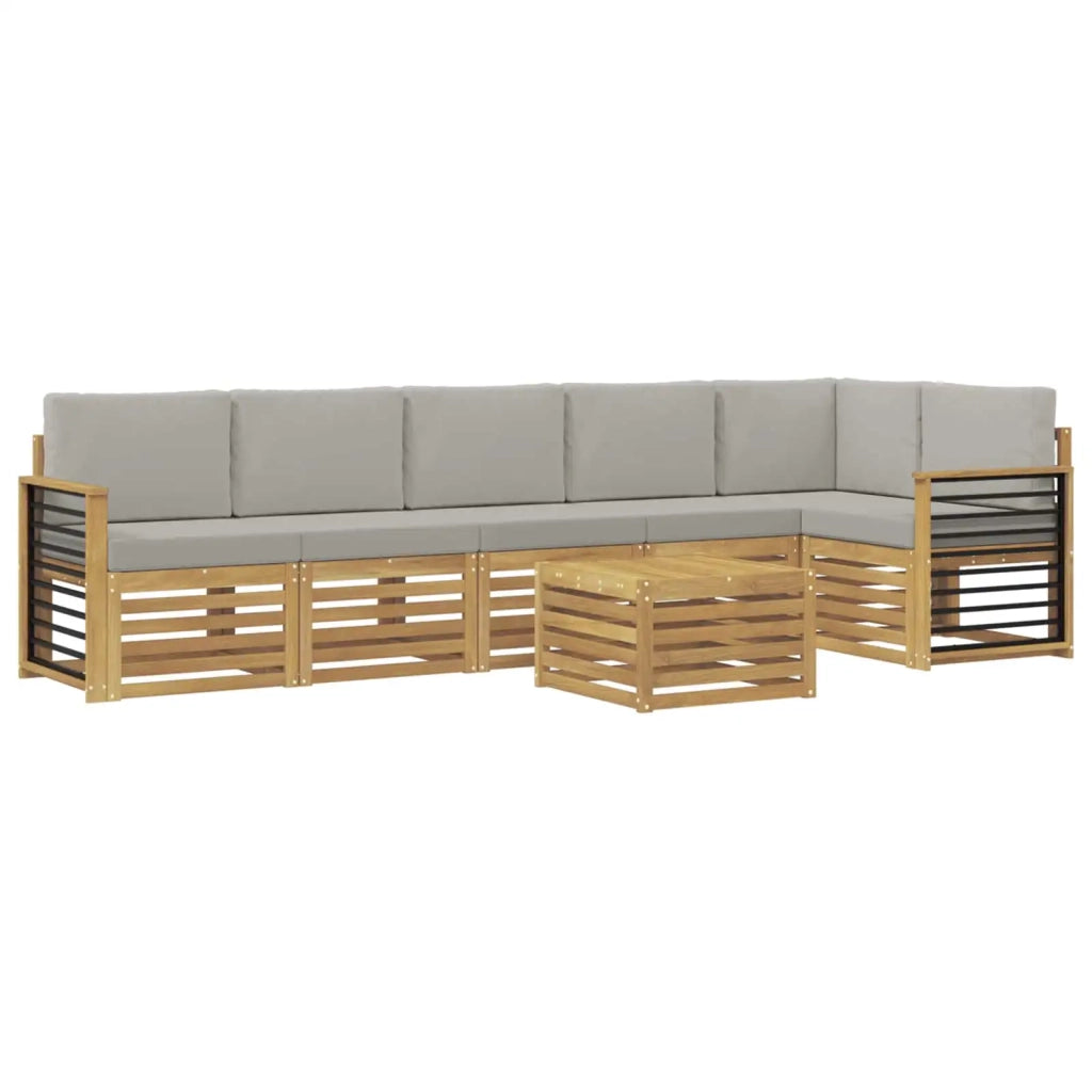 Set di divani da esterno 7 pcs Bianco e Grigio Chiaro 3391966