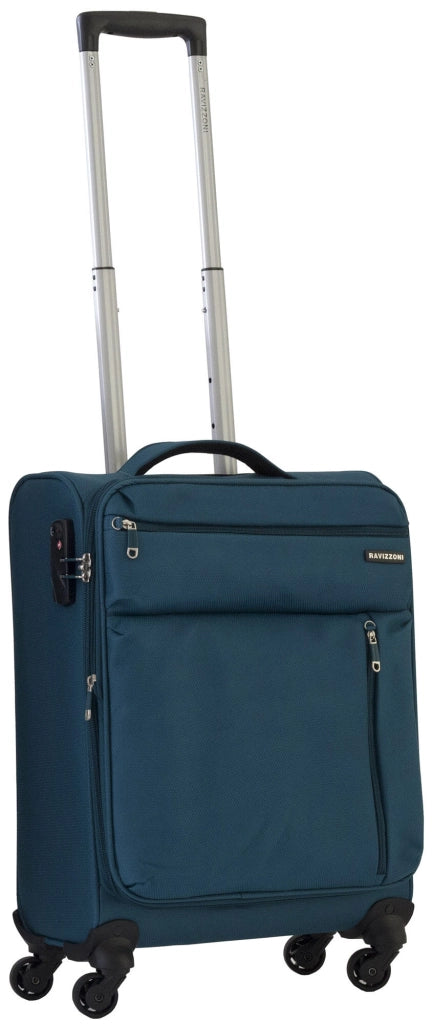 Set 3 Valigie Trolley Morbide in Poliestere 4 Ruote TSA Ravizzoni Gin Tonic Blu