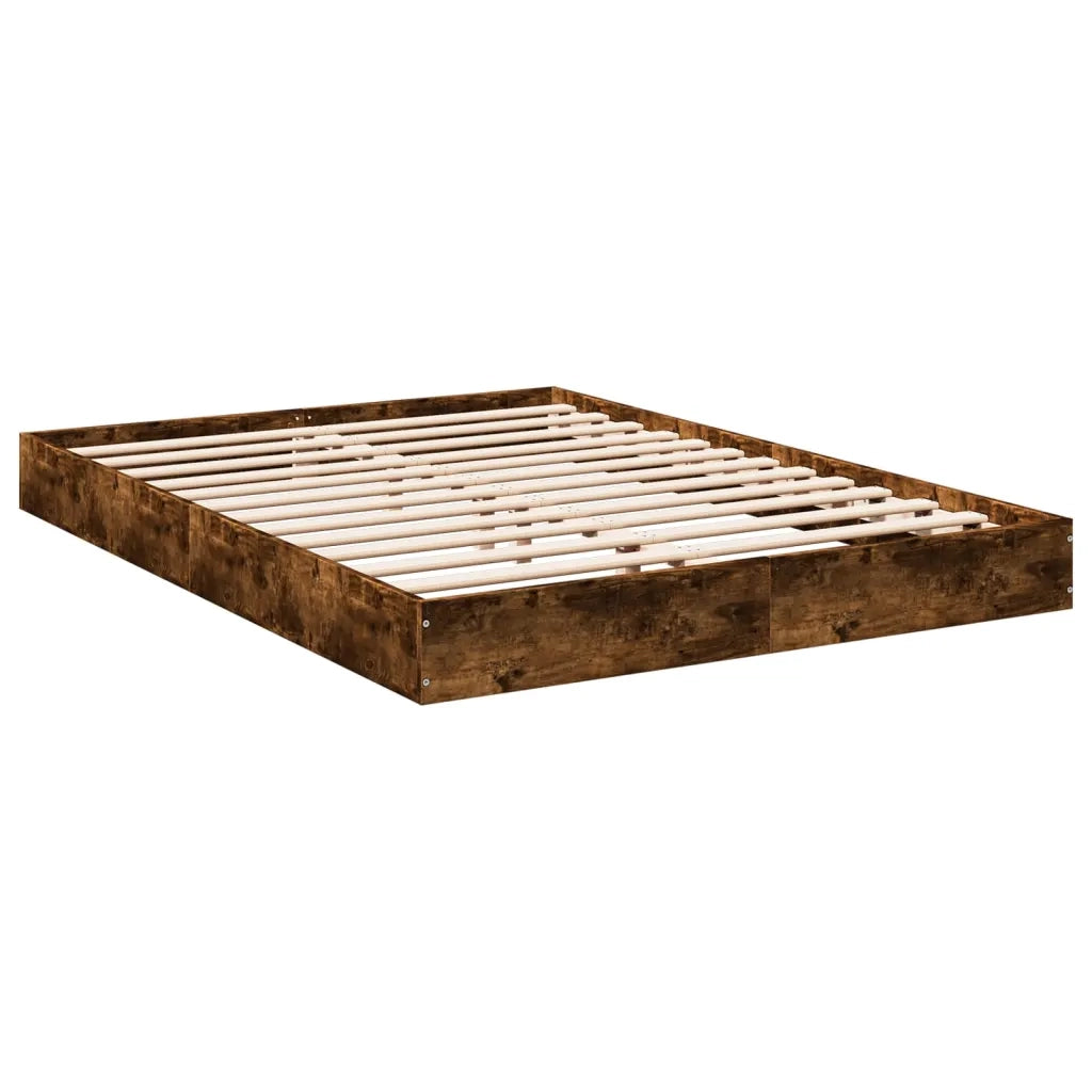 Letto matrimoniale | Letto per adulti | Giroletto senza Materasso Rovere Fumo 140x200 cm in Truciolato