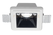 GFA640- FARETTO IN GESSO FINITURA NERA DA INCASSO 1 LUCE ATTACCO GU10 12X12CM 7,6X7,6M