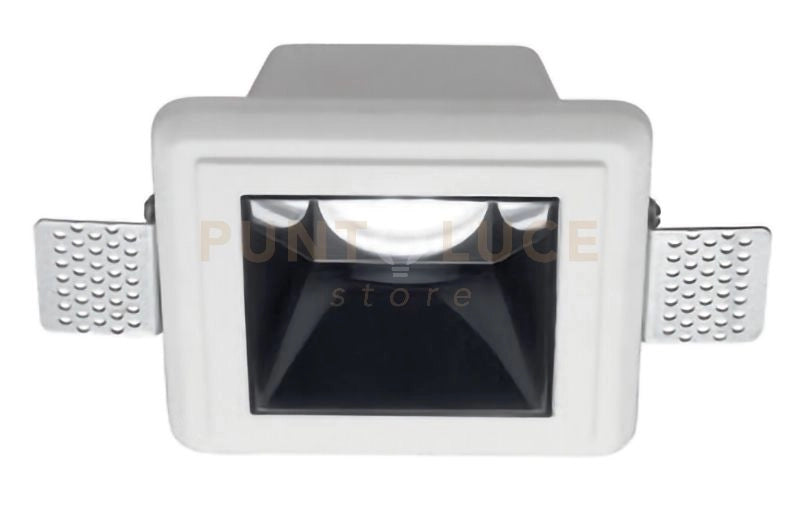 GFA640- FARETTO IN GESSO FINITURA NERA DA INCASSO 1 LUCE ATTACCO GU10 12X12CM 7,6X7,6M