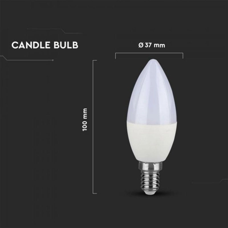 Lampadina LED Chip Samsung E14 C37 5,5W a Candela Dimmerabile SKU-20045, Disponibili 3000K 4000K 6400K (Bianco Neutro 4000K)