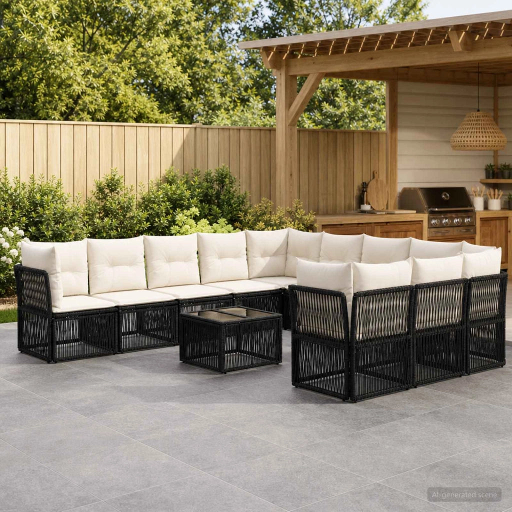Set Divano da Giardino 12 pz Nero polyrattan 3434395