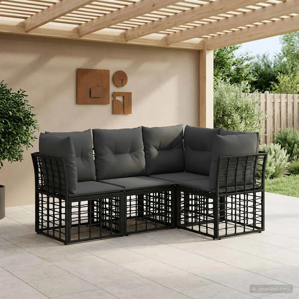 Set di divani da esterno Nero Poliestere 3437463