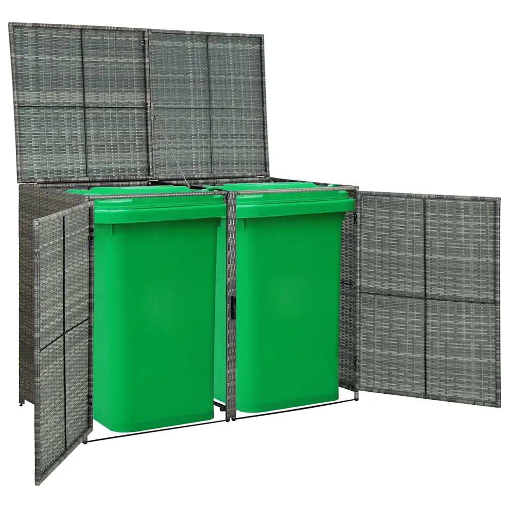Copribidone Rifiuti Doppio in Polyrattan Antracite 148x77x111cm 46463