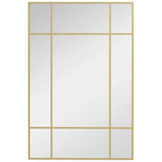 SPECCHIO DA PARETE STILE FINESTRA CON MONTAGGIO VERTICALE E ORIZZONTALE, 90X60 CM, ORO