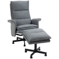 Poltrona Relax Massaggiante con Pouf e Telecomando, 8 Punti Massaggio e 5 Programmi, Grigio