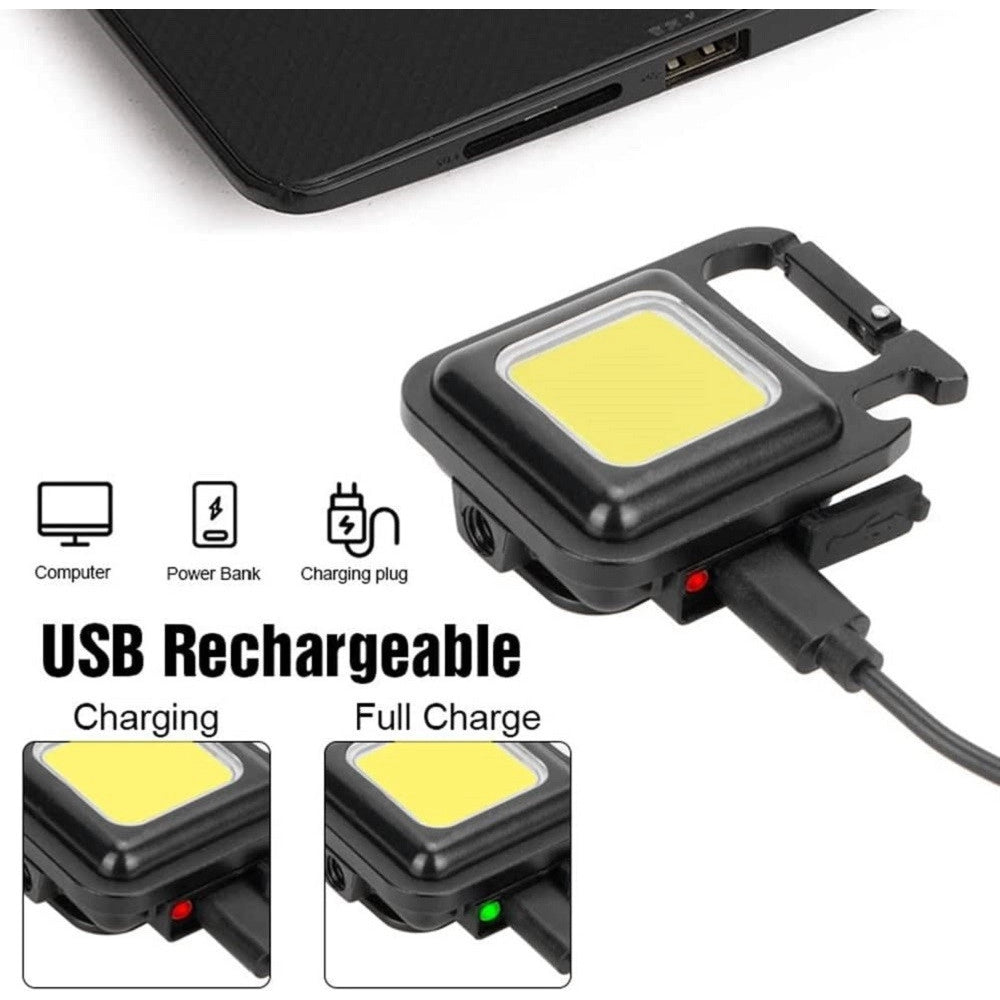 Trade Shop - Mini Torcia Portatile Cob Ricaricabile Portachiavi Multifunzione Emergenza Pesca -